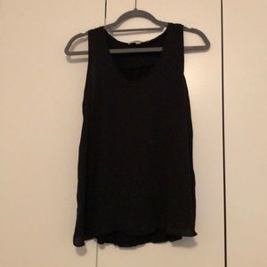 Black mixed media blouse tank